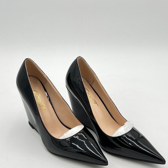 FOWT Women Fashion Closed Pointed Toe Pumps Solid Slip On High Heel Wedges Forma - Picture 2 of 8